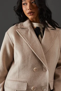 Double Breasted Wool Blend Maxi Coat