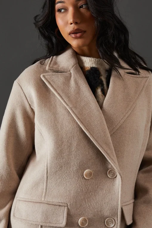 Double Breasted Wool Blend Maxi Coat