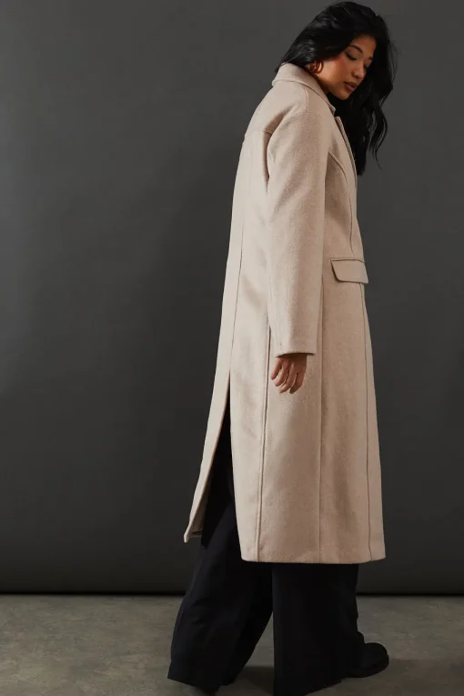 Double Breasted Wool Blend Maxi Coat