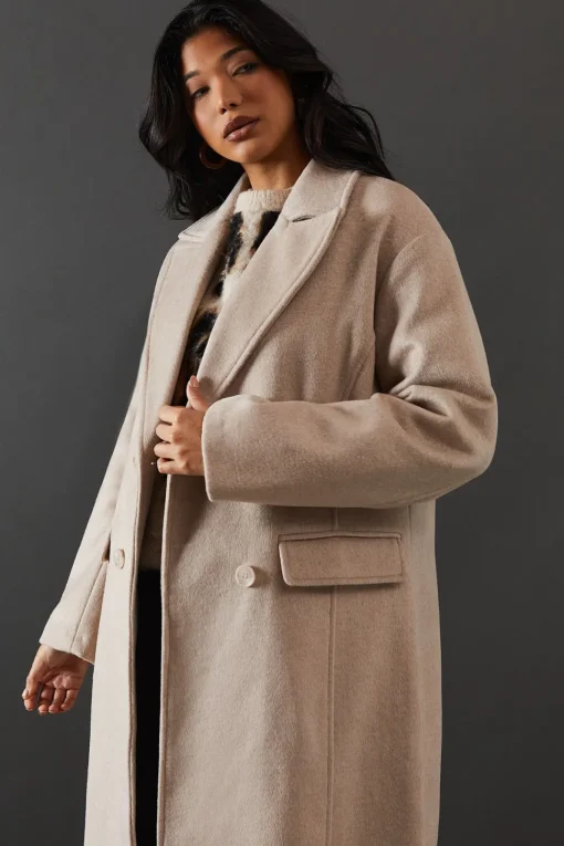 Double Breasted Wool Blend Maxi Coat