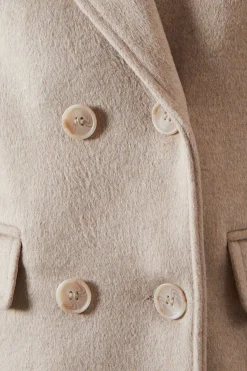 Double Breasted Wool Blend Maxi Coat