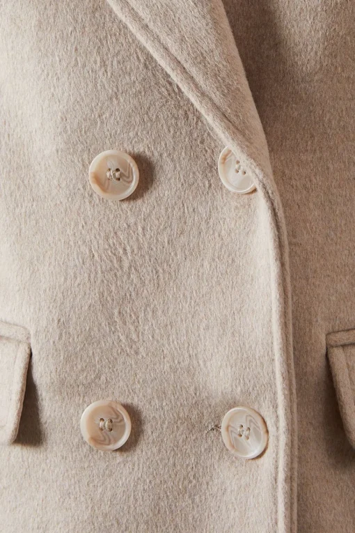 Double Breasted Wool Blend Maxi Coat