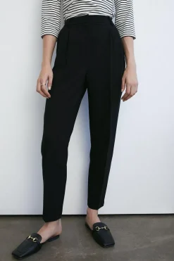 Double Crepe Pleat Peg Trouser