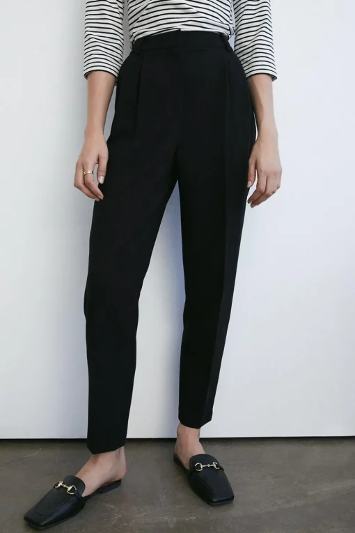Double Crepe Pleat Peg Trouser