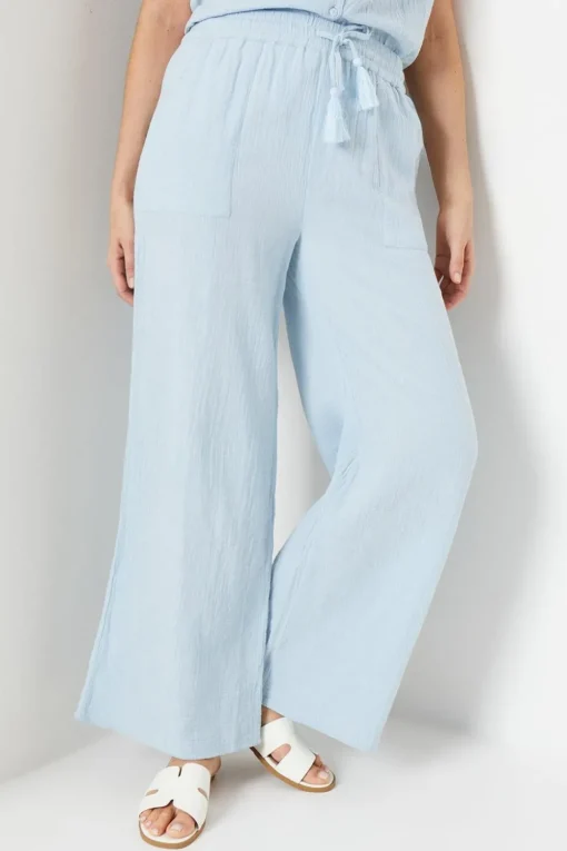Double Gauze Wide Leg Trouser