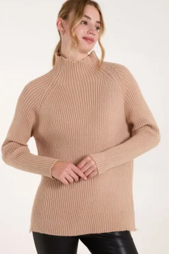 Double Hem Detail High Neck Jumper
