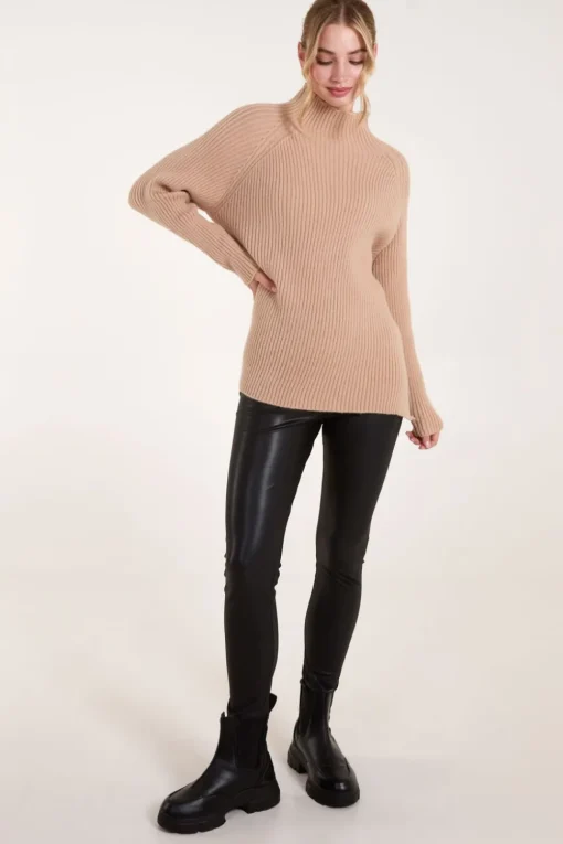 Double Hem Detail High Neck Jumper