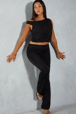Double Layer Soft Touch Off Shoulder Top & Flare Trouser Co-ord