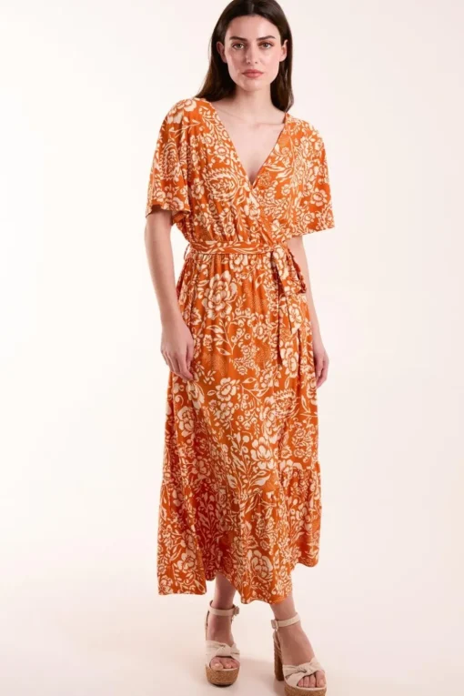 Double V Midi Dress With Tassel Tie