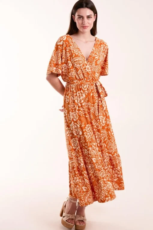 Double V Midi Dress With Tassel Tie