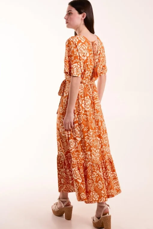 Double V Midi Dress With Tassel Tie