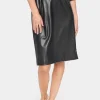DowieSZ Skirt Faux Leather Elastic Waist-