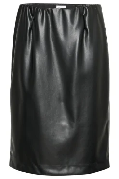 DowieSZ Skirt Faux Leather Elastic Waist-