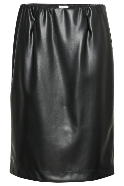 DowieSZ Skirt Faux Leather Elastic Waist-