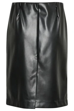 DowieSZ Skirt Faux Leather Elastic Waist-