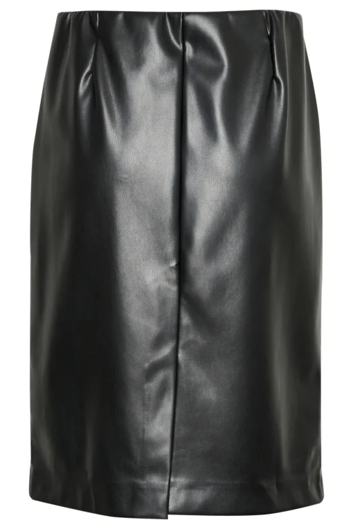 DowieSZ Skirt Faux Leather Elastic Waist-