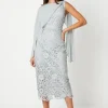 Drape Overlay Lace Pencil Dress