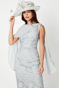 Drape Overlay Lace Pencil Dress