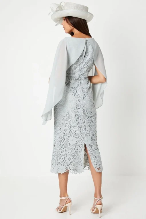 Drape Overlay Lace Pencil Dress