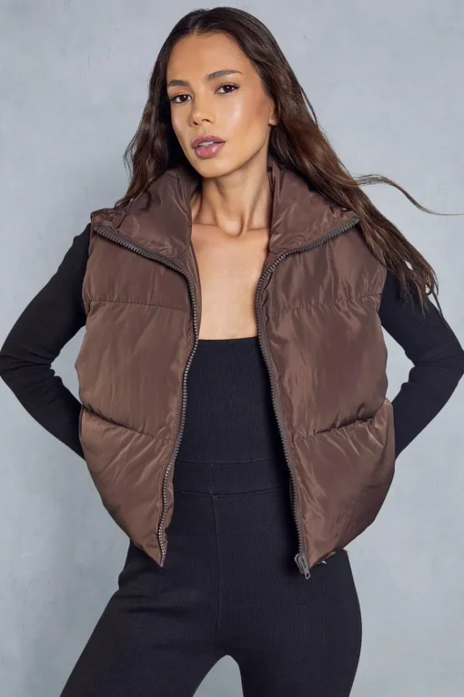 Drawstring Detail Cropped Gilet