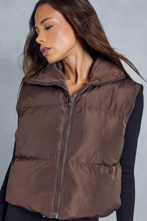 Drawstring Detail Cropped Gilet