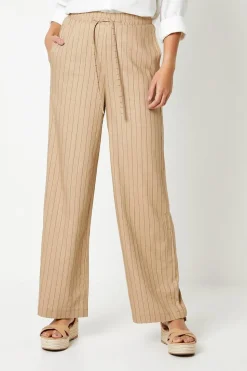 Drawstring Tie Waist Wide Leg Trouser