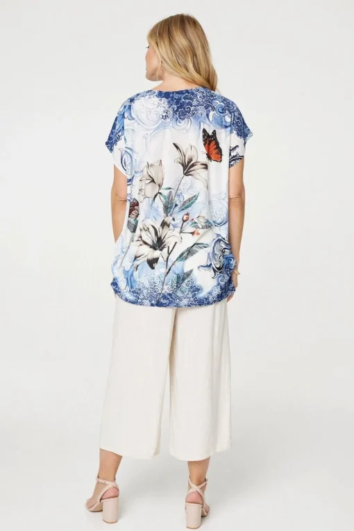 Embellished Floral Tunic Top