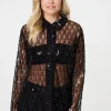 Embellished Long Sleeve Sheer Shirt