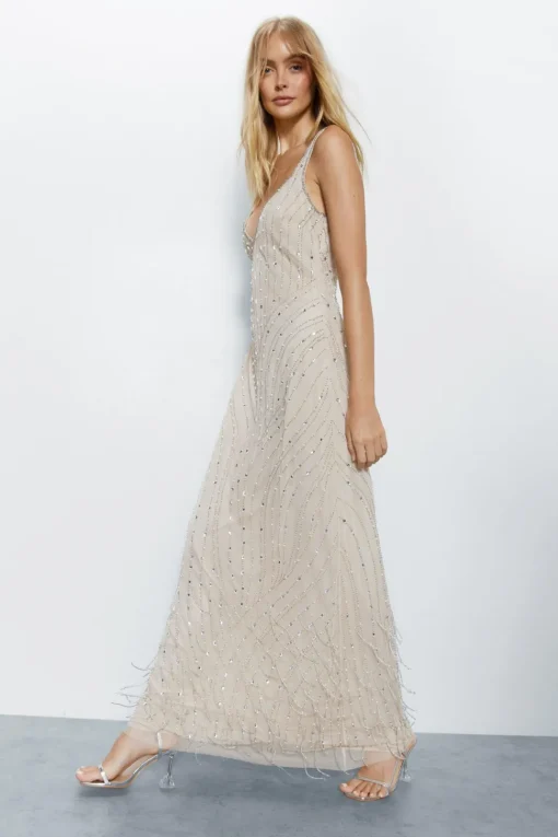 Embellished Maxi Slip Dress
