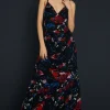 Embellished Strappy Floral Bias Midaxi Dress