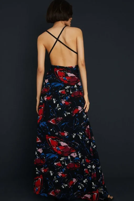 Embellished Strappy Floral Bias Midaxi Dress