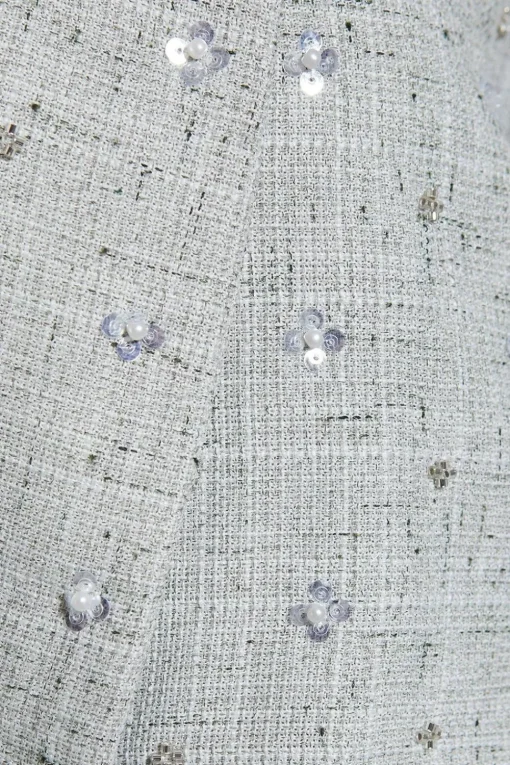 Embellished Tweed Cropped Blazer