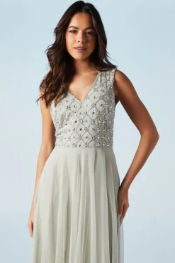 Embellished V Neck Two In One Bridesmaid Dress