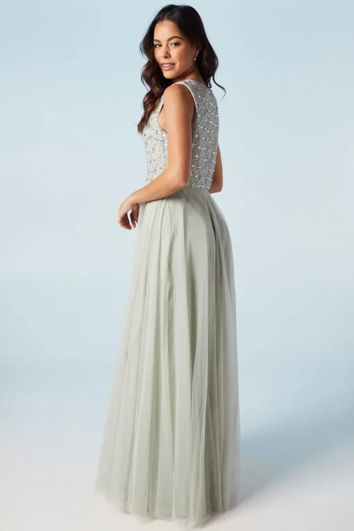 Embellished V Neck Two In One Bridesmaid Dress