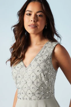 Embellished V Neck Two In One Bridesmaid Dress