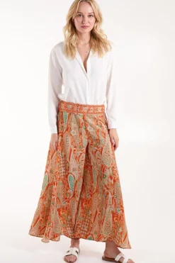 Embellished Waist Wide Leg Trousers