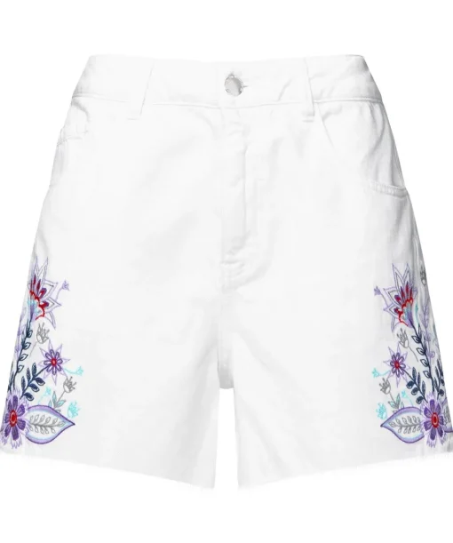 Embroidered High Waisted Denim Shorts