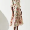 Embroidered Printed Tiered Dress