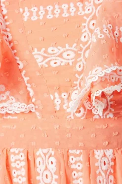 Embroidered Ruffle Detail Tiered Midi Dress