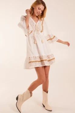 Embroidered Tassel Detail Dress