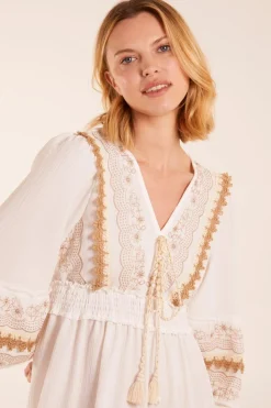 Embroidered Tassel Detail Dress
