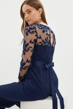Embroidered Top Wide Leg Jumpsuit