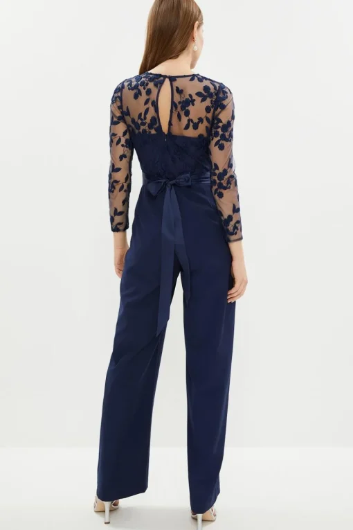 Embroidered Top Wide Leg Jumpsuit