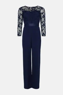 Embroidered Top Wide Leg Jumpsuit