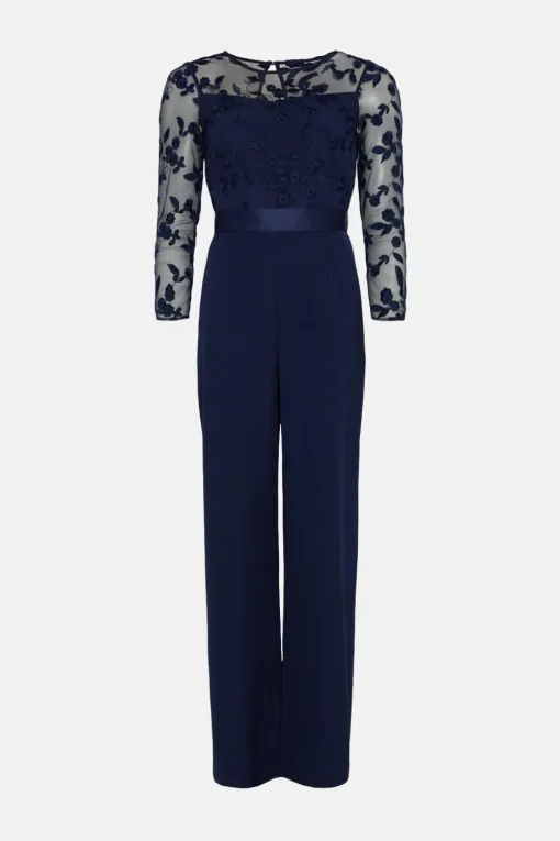 Embroidered Top Wide Leg Jumpsuit