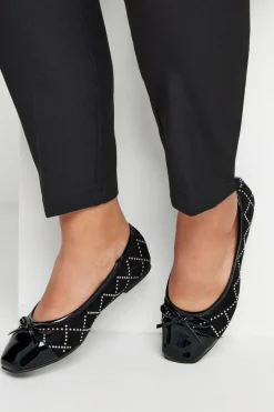 Extra Wide Fit Diamante Ballerina Pumps