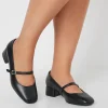 Extra Wide Fit Faux Leather Mary Jane Block Heels