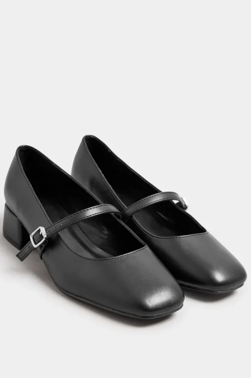 Extra Wide Fit Faux Leather Mary Jane Block Heels