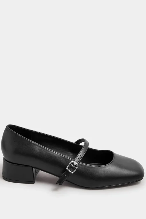 Extra Wide Fit Faux Leather Mary Jane Block Heels