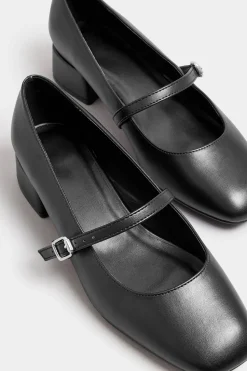 Extra Wide Fit Faux Leather Mary Jane Block Heels
